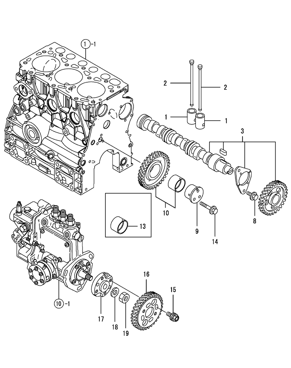 Yanmar Engine Camshaft And Driving Gear Diagram and Parts List for 46G 4X4-1I029Z-1H020Z-37BKD710 Cub Cadet Lawn Tractor Accessories